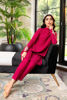 Pakistani Raspberry Red Hand-Embellished Jacquard Salwar Kameez (2-Piece) - Image 3