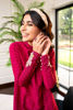 Pakistani Raspberry Red Hand-Embellished Jacquard Salwar Kameez (2-Piece) - Image 5