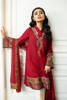 Cherry Red Embroidered Khaddar Salwar Kameez (3-Piece) - Image 2