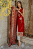 Carmine Red Hand-Embellished Khaddi Net Salwar Kameez (3-Piece) - Image 2