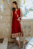 Carmine Red Hand-Embellished Khaddi Net Salwar Kameez (3-Piece) - Image 5