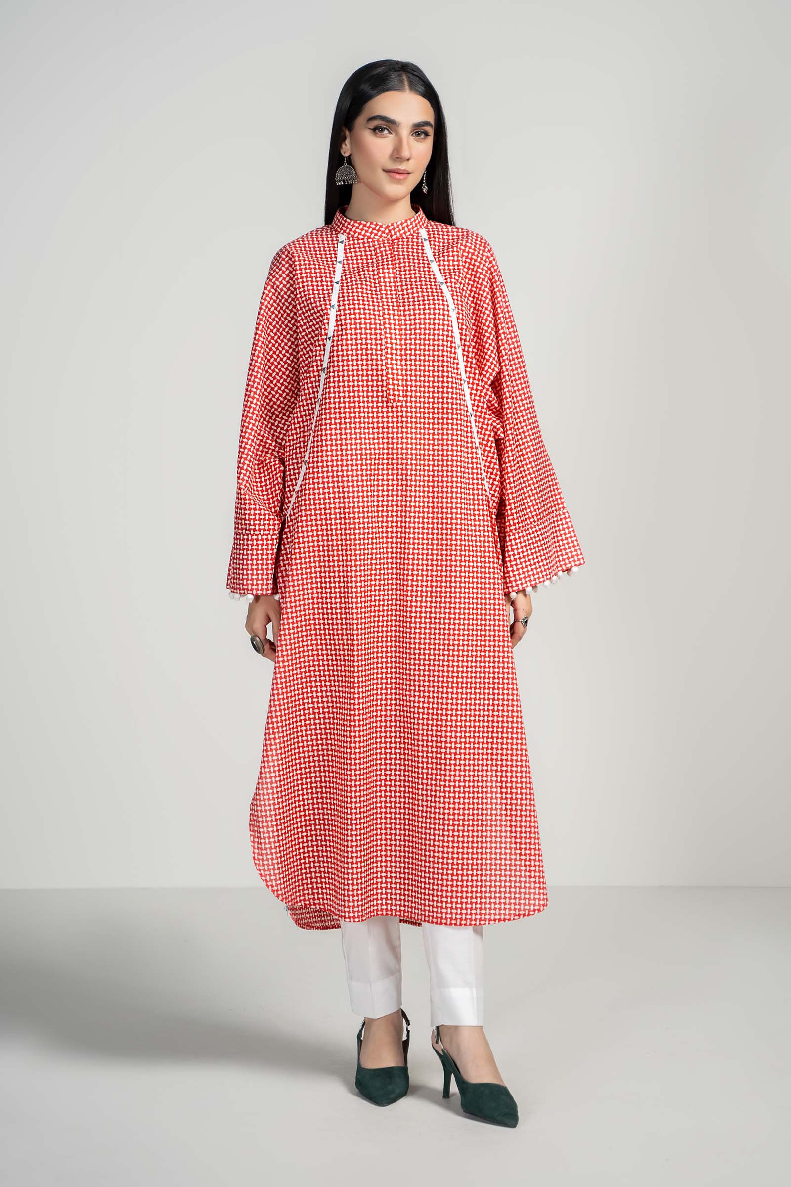 Red Printed Lawn Salwar Kameez (2-Piece) - Image 1