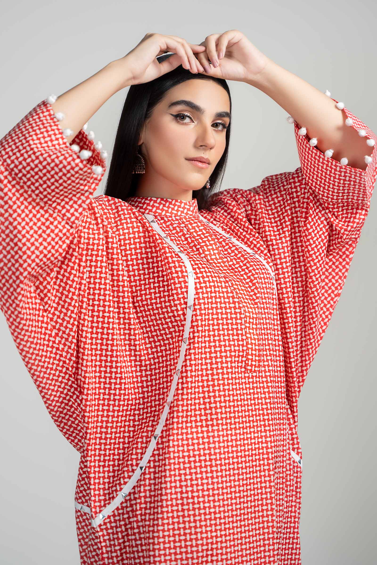 Red Printed Lawn Salwar Kameez (2-Piece) - Image 2