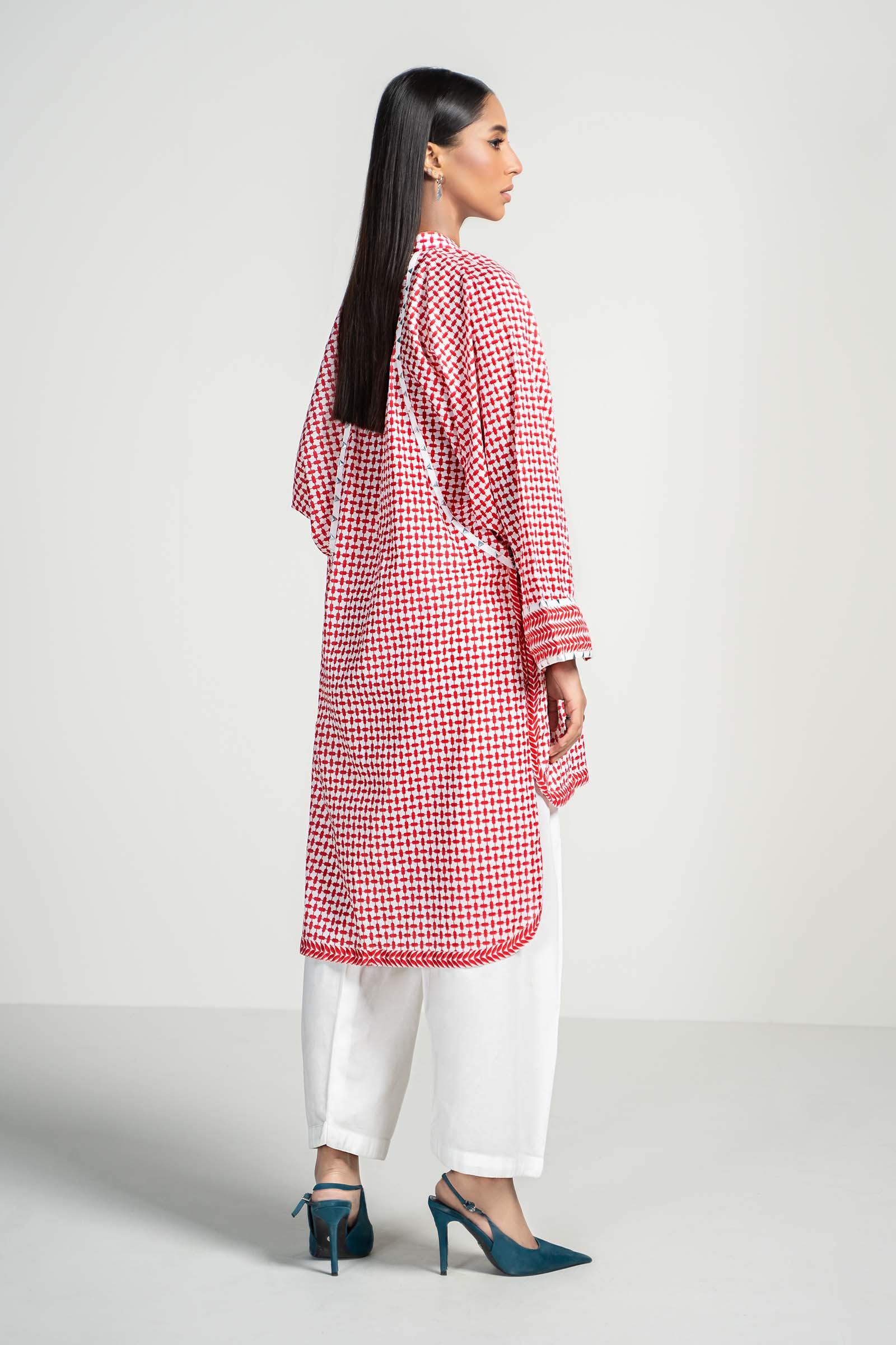 Pakistani Red Printed Lawn Salwar Kameez (2-Piece) - Image 6