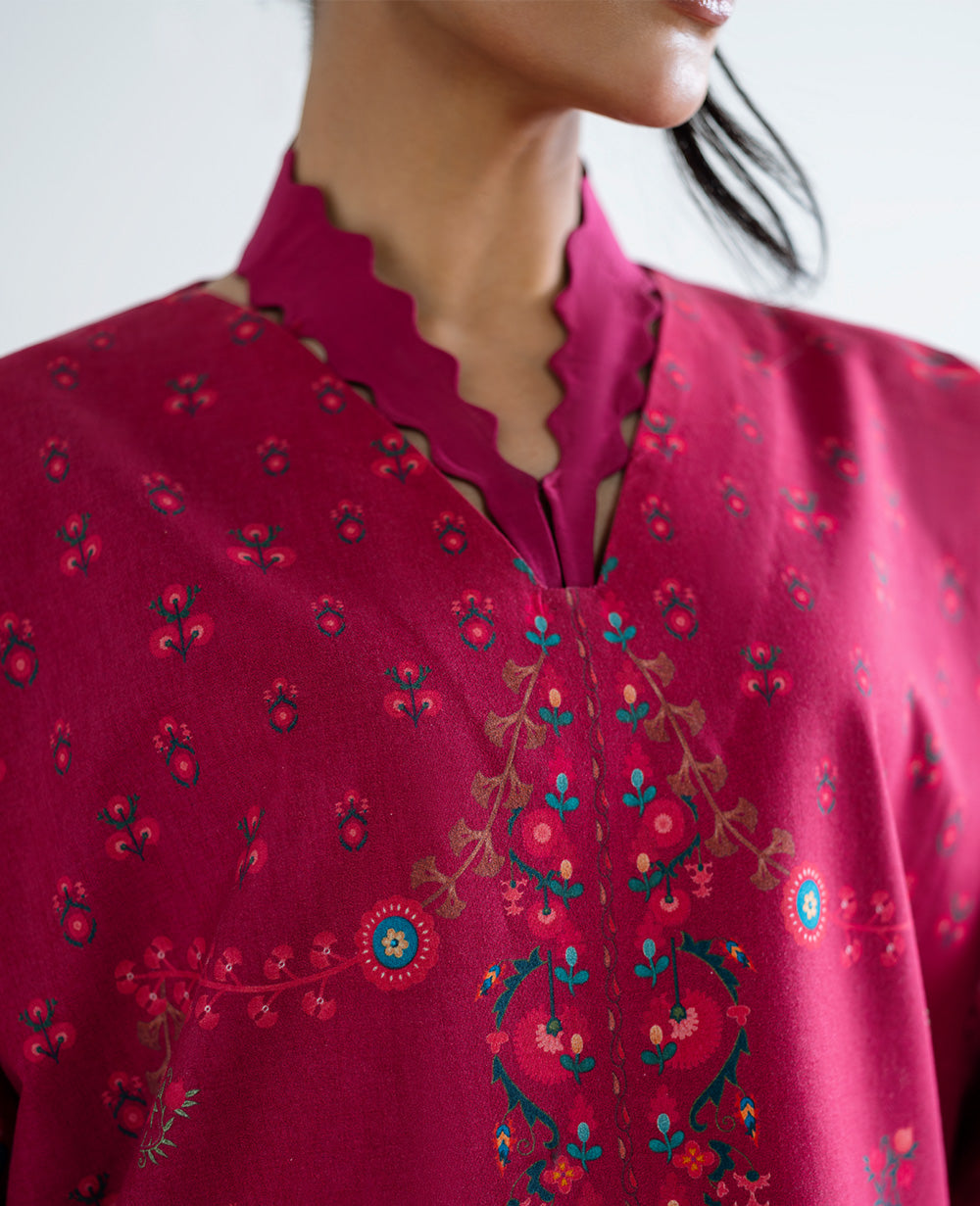 Pakistani Carmine Red Printed Lawn & Cambric Co-ord Set (2-Piece) - Image 5