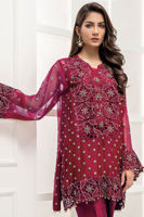 Chilli Red Hand-Embellished Organza Salwar Kameez (3-Piece) - Image 5