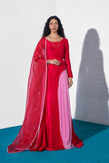 Crimson Crystal-Embellished Pure Silk Salwar Kameez (3-Piece) - Image 2