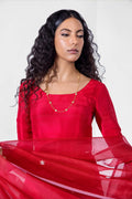 Crimson Crystal-Embellished Pure Silk Salwar Kameez (3-Piece) - Image 3