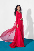 Crimson Crystal-Embellished Pure Silk Salwar Kameez (3-Piece) - Image 9