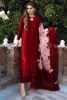 Deep Red Chikan Embroidered Raw Silk Salwar Kameez (3-Piece) - Image 2