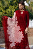 Deep Red Chikan Embroidered Raw Silk Salwar Kameez (3-Piece) - Image 3
