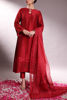 Pakistani Red Embroidered Korean Raw Silk Salwar Kameez (3-Piece) - Image 2