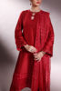 Pakistani Red Embroidered Korean Raw Silk Salwar Kameez (3-Piece) - Image 3