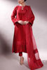 Pakistani Red Embroidered Korean Raw Silk Salwar Kameez (3-Piece) - Image 6