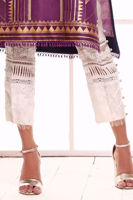 Pakistani Crimson Gold Hand Block Print Raw Silk Salwar Kameez (2-Piece) - Image 12