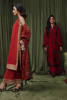 Pakistani Rust Embroidered Raw Silk Trench Jacket Set (3-Piece) - Image 10