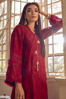 Pakistani Ruby Pearl & Crystal Raw Silk Long Shirt (2-Piece) - Image 4