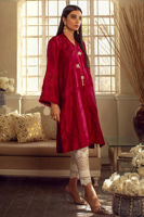 Pakistani Ruby Pearl & Crystal Raw Silk Long Shirt (2-Piece) - Image 5