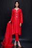 Red Embellished Raw Silk Salwar Kameez (3-Piece) - Image 2
