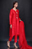 Red Embellished Raw Silk Salwar Kameez (3-Piece) - Image 3