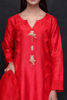 Red Embellished Raw Silk Salwar Kameez (3-Piece) - Image 4