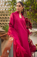 Crimson Schiffli Raw Silk Salwar Kameez (3-Piece) - Image 4