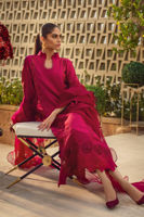 Crimson Schiffli Raw Silk Salwar Kameez (3-Piece) - Image 5