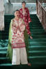 Pakistani Rose Red Swarovski Zari Raw Silk Salwar Kameez (3-Piece) - Image 8