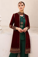 Samba Red Hand-Embroidered Velvet Jacket (3-Piece) - Image 10