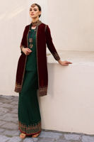 Samba Red Hand-Embroidered Velvet Jacket (3-Piece) - Image 3
