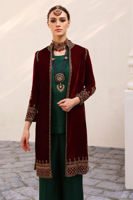 Samba Red Hand-Embroidered Velvet Jacket (3-Piece) - Image 5