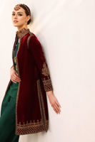 Samba Red Hand-Embroidered Velvet Jacket (3-Piece) - Image 8