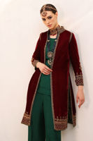 Samba Red Hand-Embroidered Velvet Jacket (3-Piece) - Image 9