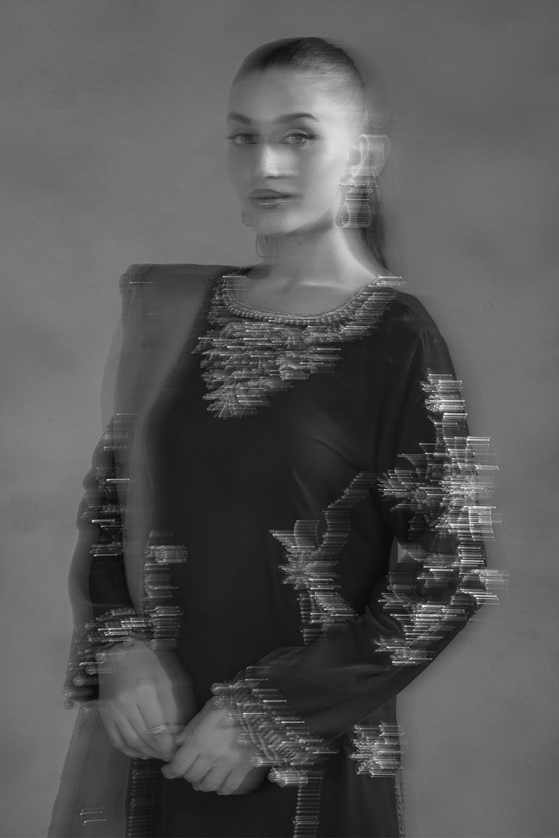 Pakistani Deep Red Embroidered Velvet Salwar Kameez (3-Piece) - Image 11