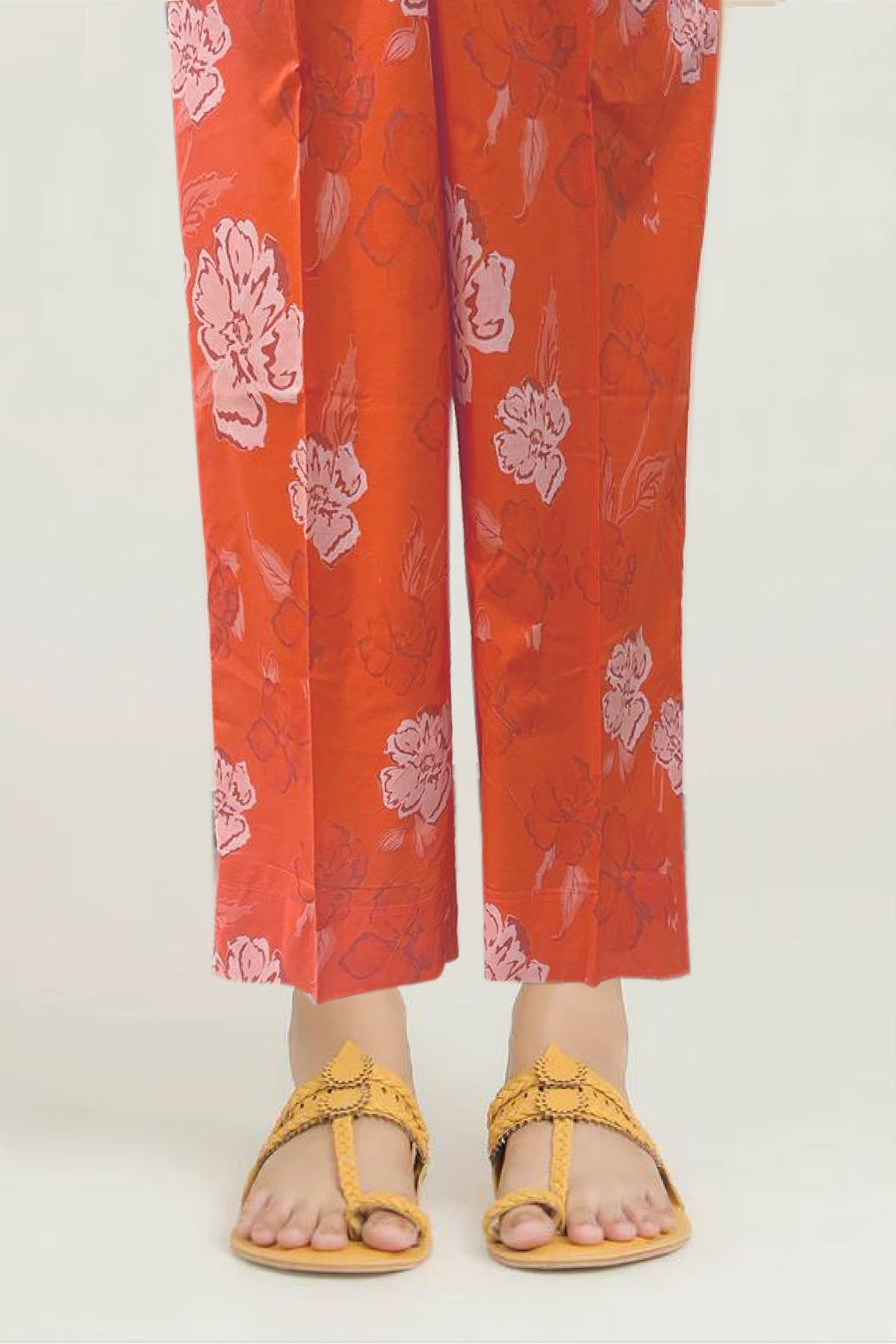 Red Digital Printed Cotton Trouser (1-Pc) - Image 1