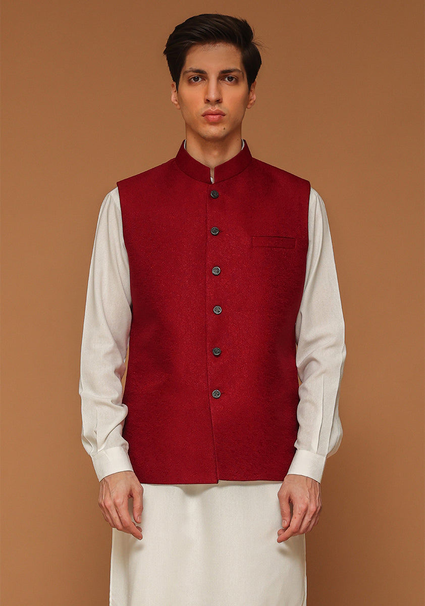 Rhubarb Jamawar Straight-Cut Waistcoat (3-Piece) - Image 2