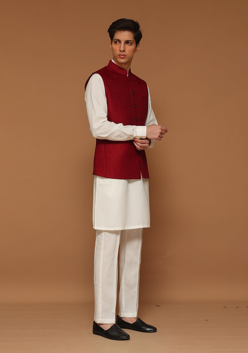 Rhubarb Jamawar Straight-Cut Waistcoat (3-Piece) - Image 3