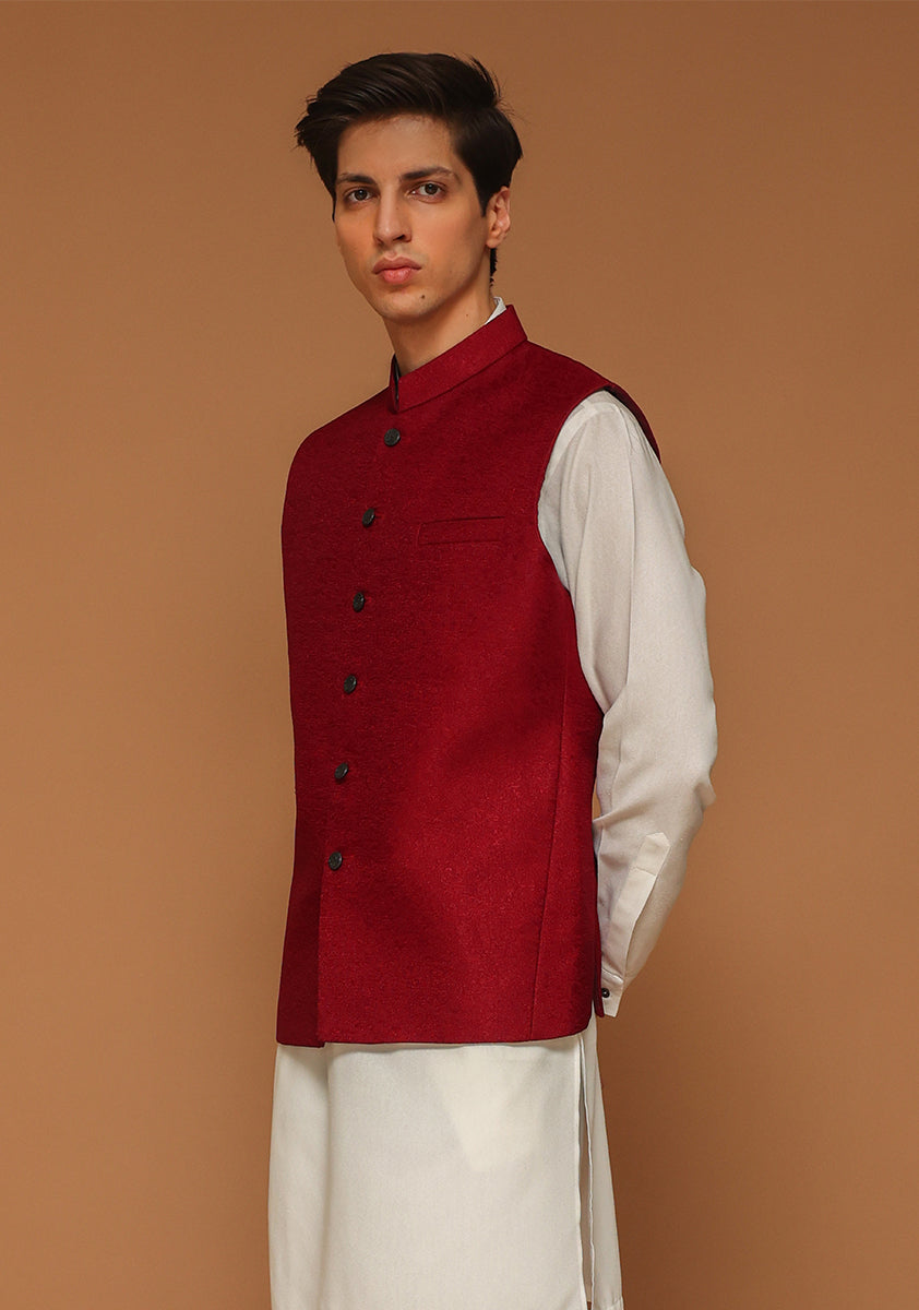Rhubarb Jamawar Straight-Cut Waistcoat (3-Piece) - Image 4