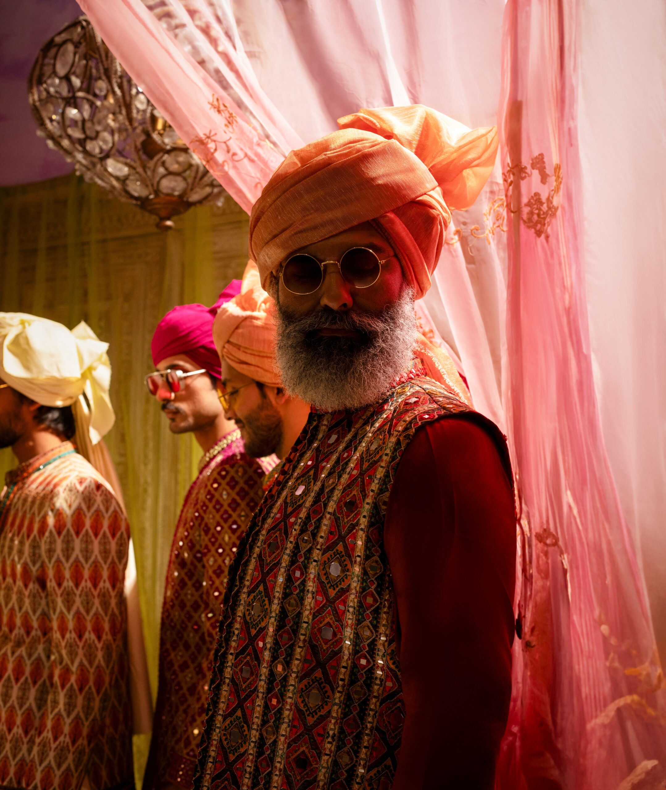 Vermilion Mirror Work Viscose Waistcoat (3-Piece) - Image 1