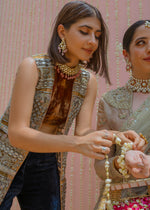 Rust Embellished Organza Jacket Satin Silk Dress (2-Piece) - Image 3