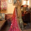 Pakistani Rust & Olive Green Mirrorwork Silk Bridal Gharara (3-Piece) - Image 2