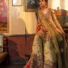 Pakistani Rust & Olive Green Mirrorwork Silk Bridal Gharara (3-Piece) - Image 3