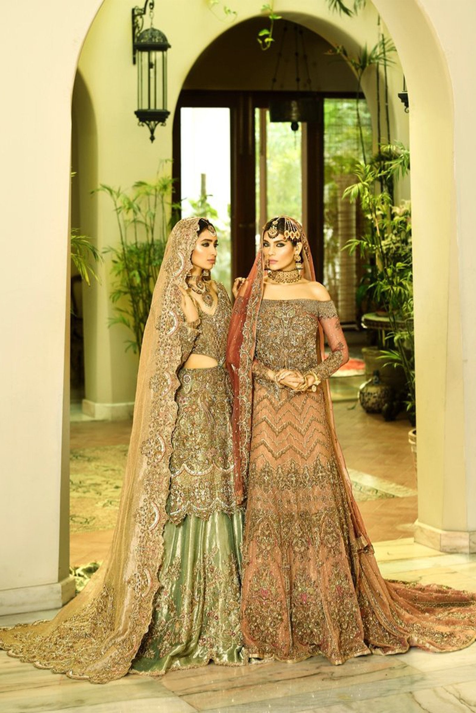 Rust Hand-Embellished Tissue Net Bridal Gown (2-Piece) - Image 3