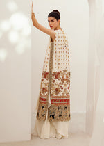 Rust & White Embroidered Raw Silk Jacket Set (3-Piece) - Image 4