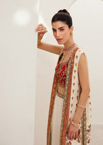Rust & White Embroidered Raw Silk Jacket Set (3-Piece) - Image 5
