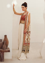 Rust & White Embroidered Raw Silk Jacket Set (3-Piece) - Image 7