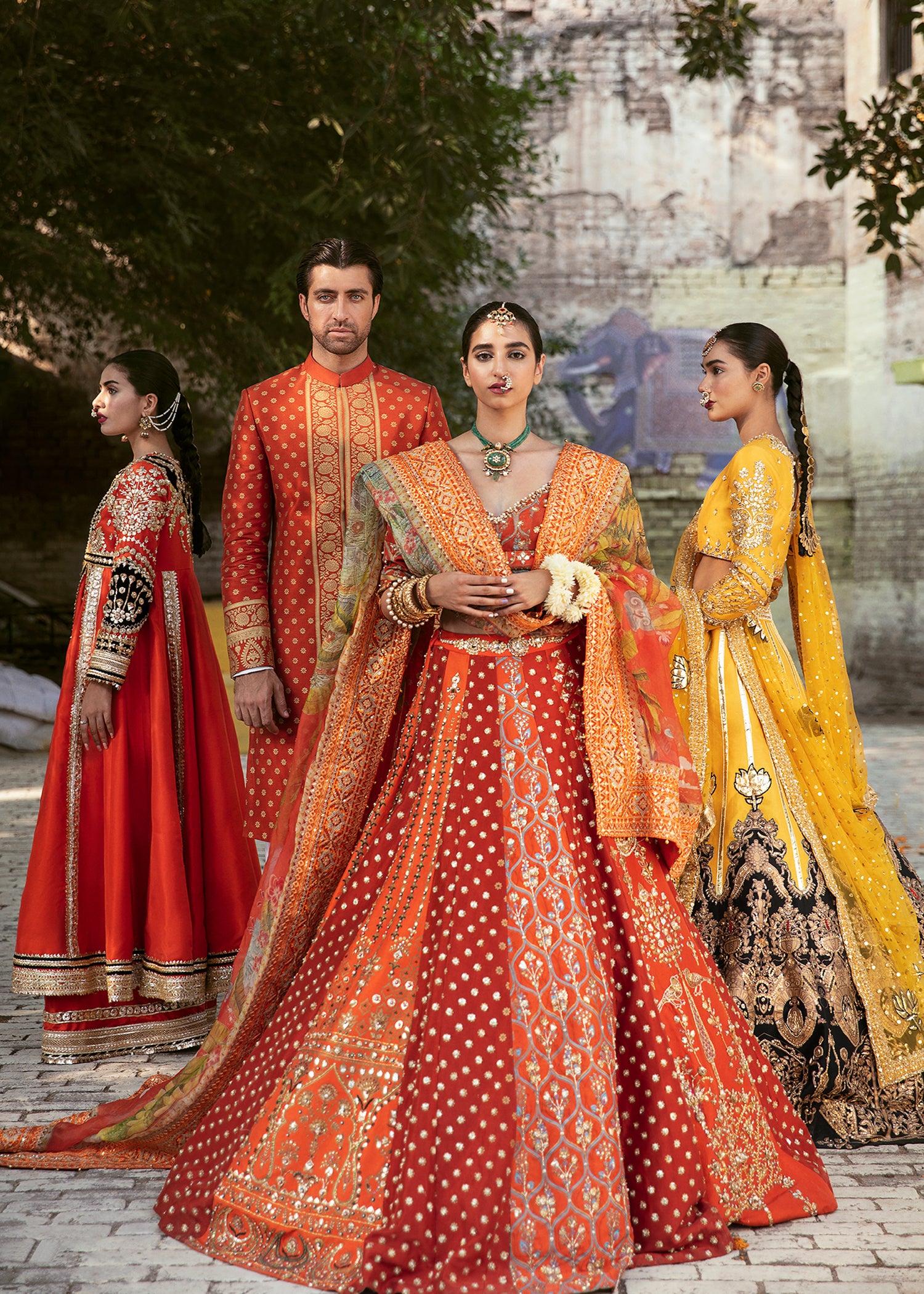 Tangerine Rust Embellished Silk Blend Lehenga (3-Piece) - Image 6