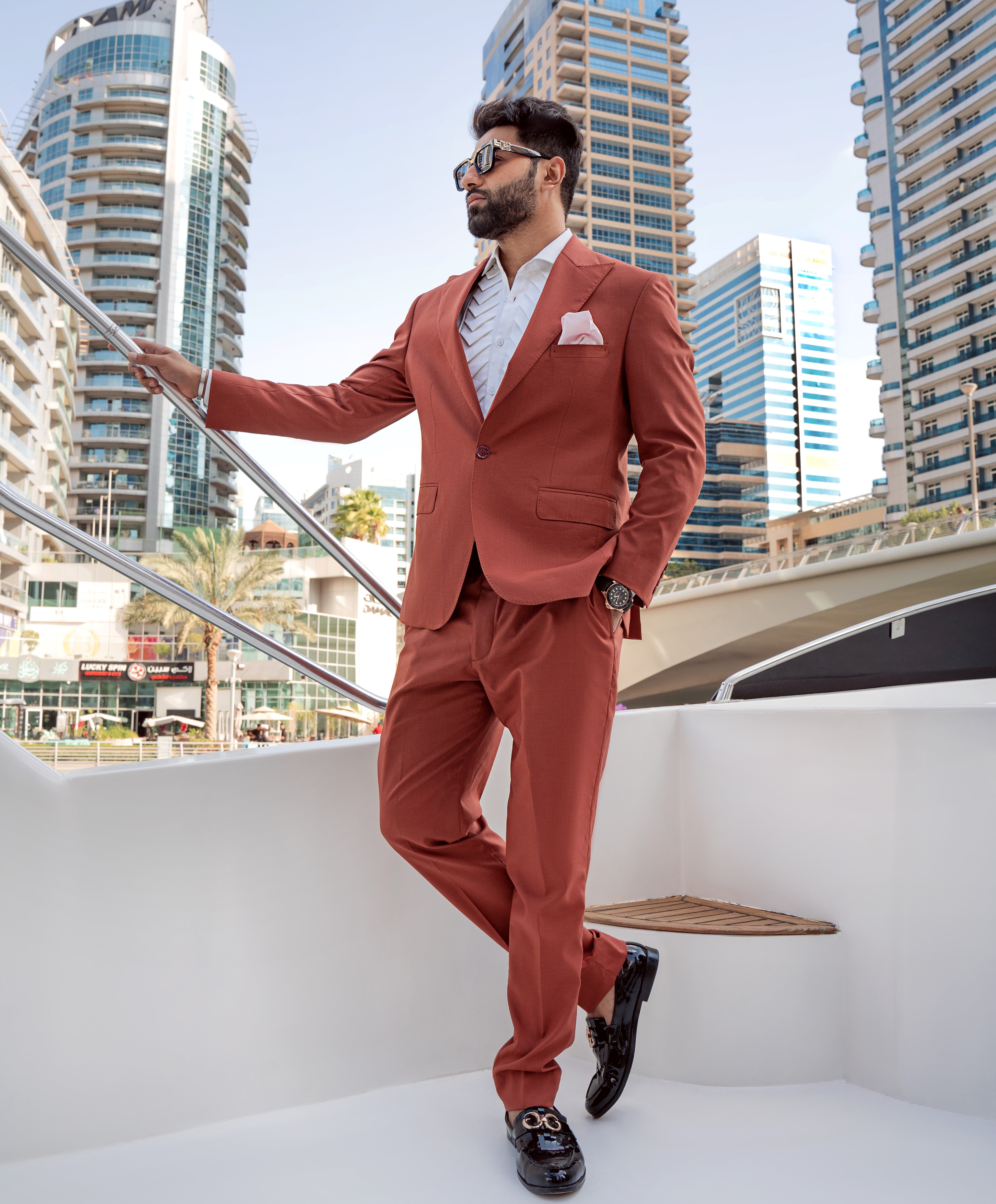 Rust Cashmere Wool Peak Lapel 2-Piece Suit - Image 2