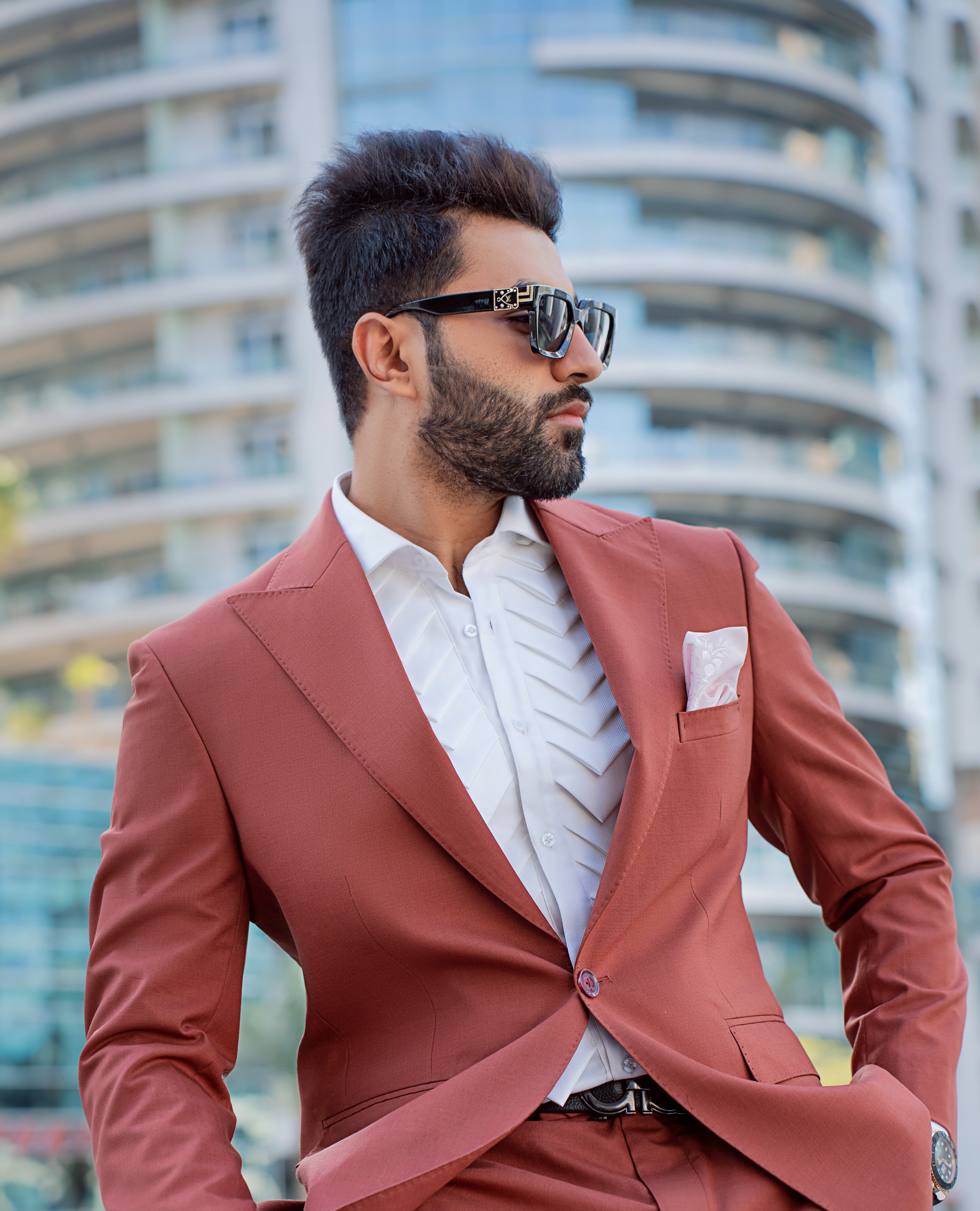 Rust Cashmere Wool Peak Lapel 2-Piece Suit - Image 3