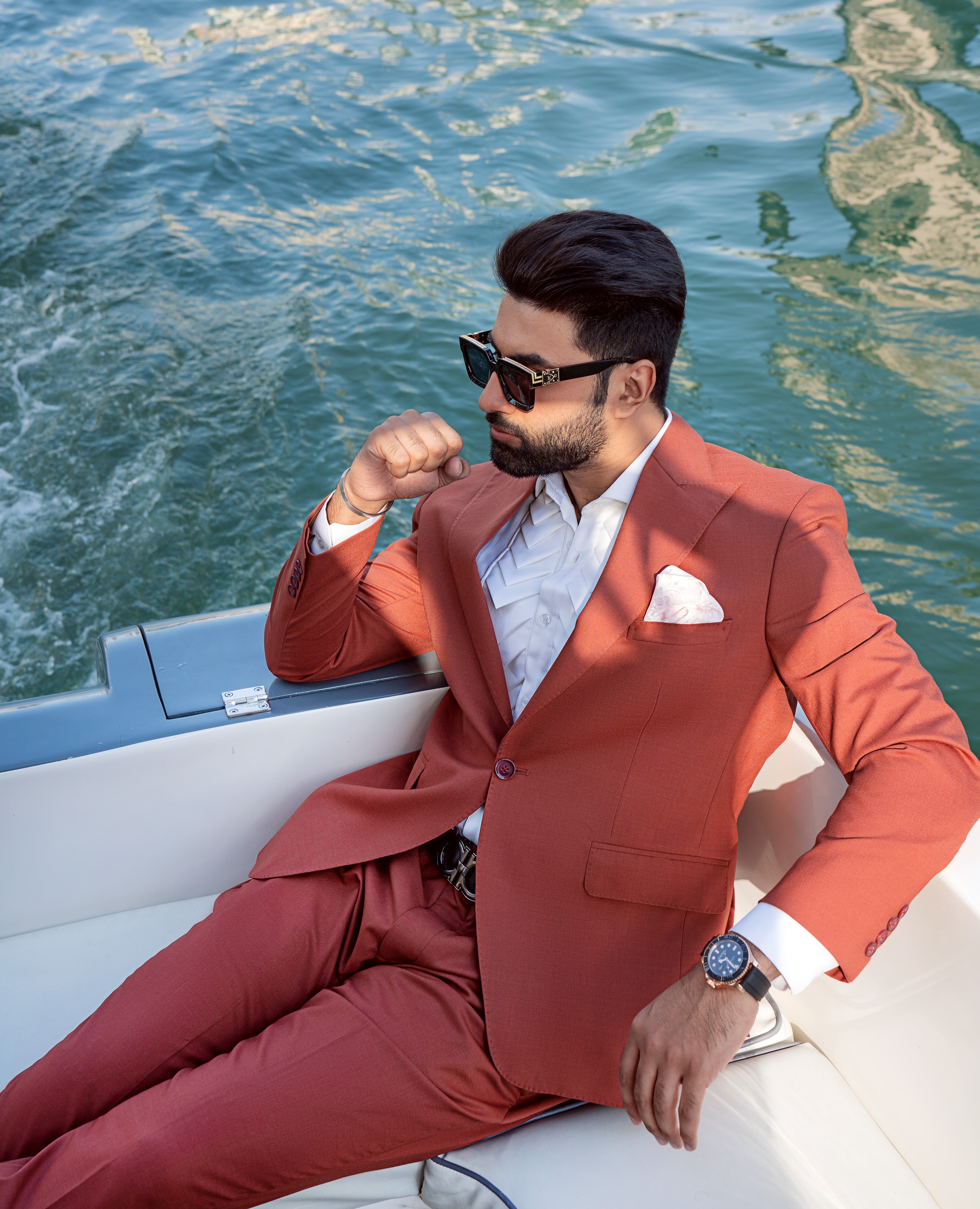 Rust Cashmere Wool Peak Lapel 2-Piece Suit - Image 6